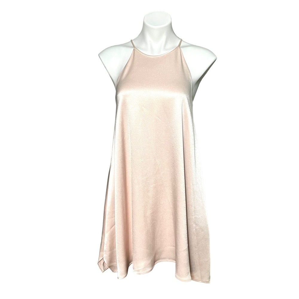 Halston Heritage High Neck Flowing Cami Dress Size Medium Light Pink